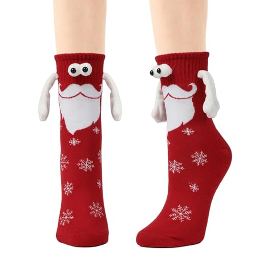 Qurygin Hand in Hand Socken - Neuartige 3D-Puppe, Weihnachtsmann, Freundschaft, Handsocken,Weihnachts-Magnethandsocken, Geschenke für Männer, Frauen, Freunde, Paare von Qurygin