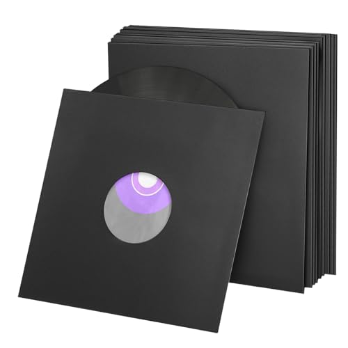 Quzente Schallplattenschutzhüllen,Schallplattenschutzhüllen | 10 Stück Schallplattenschutz aus schwarzem Papier mit Poly-Futter | Antistatische Schutzhüllen für Schallplatten, multifunktionale von Quzente