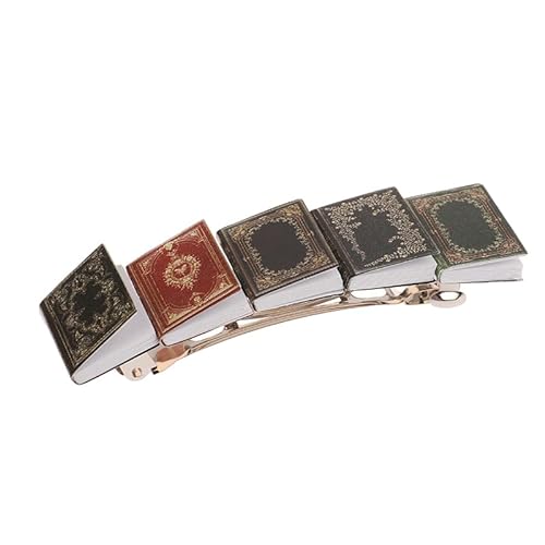 1 x Miniatur-Bücher-Haarspange, Buch-Liebhaber, quadratische Kopfbedeckung, klassische Buch-Haarspangen, Kunststoff-Buch, Haarspange für Mädchen und Frauen von Qxiao