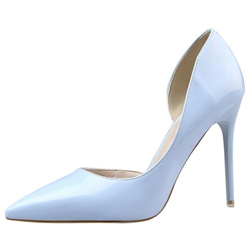 Pumps Damen Spitze Zehe 10.5cm Stiletto Lackleder Lochmuster Schlupfer Für Hochzeitsempfang & Abendkleidung Bequemes Futter Vielseitig,Sky Blue,35 EU Pumps Damen Spitze Zehe 10.5cm Stiletto Lackleder Lochmuster Schlupfer Für Hochzeitsempfang & Abendkleidung Bequemes Futter Vielseitig,Sky Blue,35 EU von Qynthra