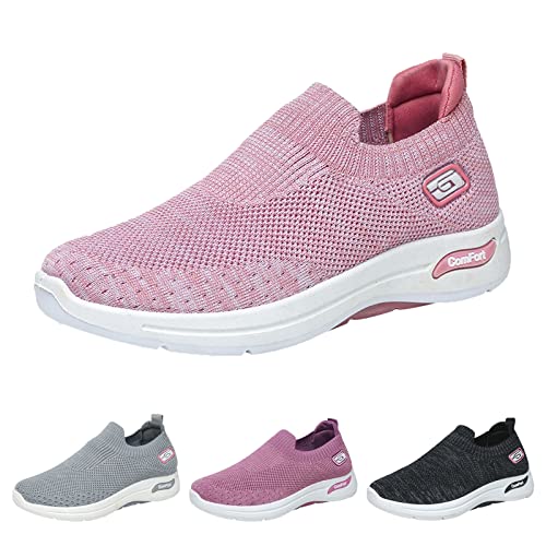 Damen-Laufschuhe, orthopädische Schuhe für Damen, Plantarfasziitis, atmungsaktiv, leicht, Jogging-Sneaker für Damen, bequeme Nordic-Walking-Schuhe, weiche Damen-Turnschuhe, rose, 39 EU von QzSSbii