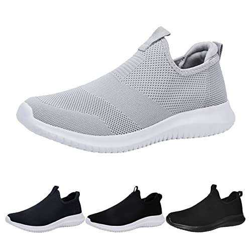 Damen Slip-On Walkingschuhe Damen Tennis Turnschuhe mit Memory-Schaum Flex-Relish Hände frei Joggingschuhe Outdoor Leichte Laufschuhe Haltbarkeit und Komfort Workout Gym Schuhe, grau, 38 EU von QzSSbii