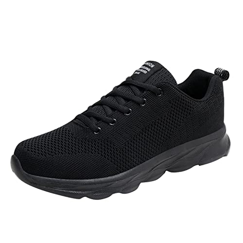 Herren Laufschuhe Schwarz Tennis Turnschuhe Anti-Rutsch Schnürer Walkingschuhe Mesh Atmungsaktiv Leicht Rutschfest Stoßdämpfend Sneakers Outdoor Fitness Jogging Sportschuhe Barfuß Haut, Schwarz , 42.5 von QzSSbii