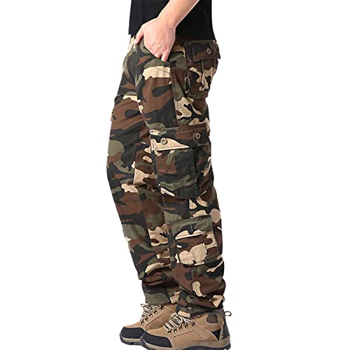 QzSSbii Cargohose Herren Camouflage, Jogginghose Herren Baumwolle, Freizeithose Herren Lang, Arbeitshose Herren Stretch, Bequeme Stoffhose Herren, Sweatpants Herren Mit ReißVerschluss Taschen von QzSSbii