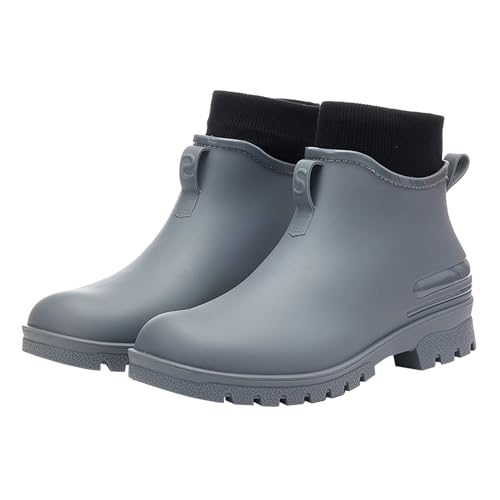 QzSSbii Herren-Schneeschuhe, Slip-Freizeitschuhe, kurze Stiefel, Wasserknöchel, Outdoor, Mode, Herren, Freizeitschuhe, gepolstert, warm, Regenschuhe, hohe Mädchenstiefel, grau, 39 1/3 EU von QzSSbii