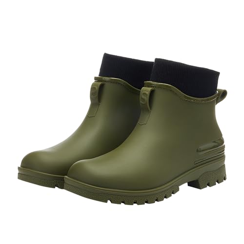 QzSSbii Herren-Schneeschuhe, Slip-Freizeitschuhe, kurze Stiefel, Wasserknöchel, Outdoor, Mode, Herren, Freizeitschuhe, gepolstert, warm, Regenschuhe, hohe Mädchenstiefel, grün, 37 1/3 EU von QzSSbii