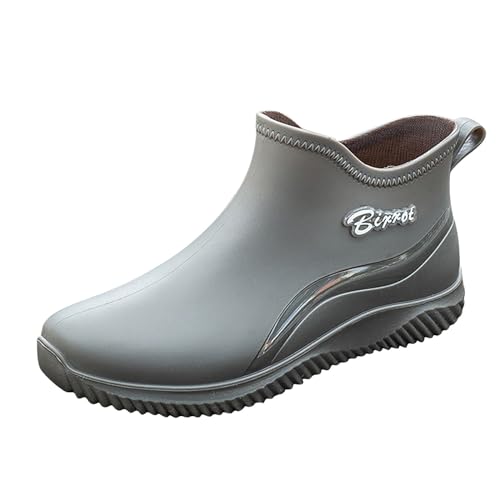 QzSSbii Jungen Anzugschuhe, tragbare Regenschuhe, Gummischuhe mit mittelhoher Wadensohle, rutschfest, Ölkochschuhe, Überschuhüberzug, grau, 39 2/3 EU von QzSSbii