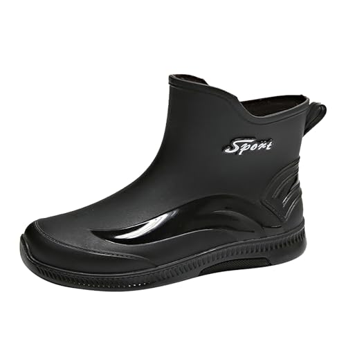 QzSSbii Schlammgartenstiefel, elastischer Mund, Regenschuhe, Gummischuhe, wadenhoch, Slip, Öl-Kochschuhe, Herren, Steal Toe, Schwarz , 39 1/3 EU von QzSSbii