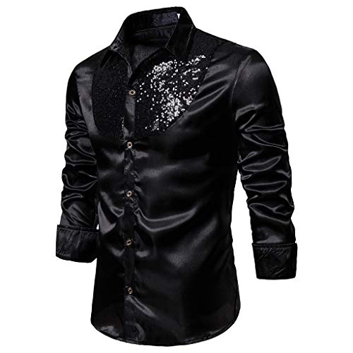 Qzeanxy Kostüm Herren Glänzende Metallic-Hemden Disco Outfit 70er Jahre Outfit Pailletten Hemd Hemd 70er Disco Party Kustüm Kostüm Langarm Pailletten Kleid Glitzer Qzeanxy Kostüm Herren Glänzende Metallic-Hemden Disco Outfit 70er Jahre Outfit Pailletten Hemd Hemd 70er Disco Party Kustüm Kostüm Langarm Pailletten Kleid Glitzer von Qzeanxy