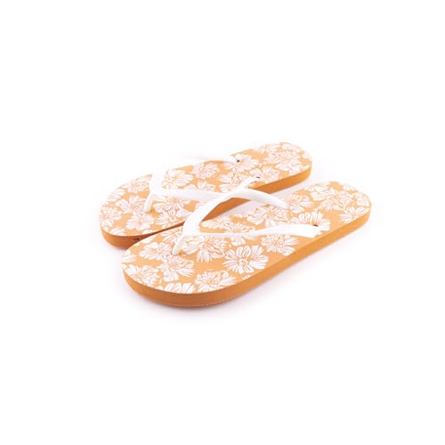 R-ISLAND Flip-Flop für Damen, Sommer, für Erwachsene, Strand, Pool, Zuhause., orange Blume, 36 EU von R-ISLAND