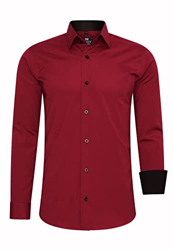 R-Neal Herren Hemd Kontrast Freizeithemd Kent-Kragen Stretch-Hemd S M L XL 2XL 3XL 4XL 44, Farbe:Bordeaux, Größe:L R-Neal Herren Hemd Kontrast Freizeithemd Kent-Kragen Stretch-Hemd S M L XL 2XL 3XL 4XL 44, Farbe:Bordeaux, Größe:L von R-Neal