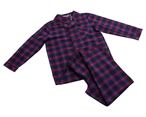 Revise RE-911 Schlafanzug für Herren - Lang - Flannel 100% Baumwolle - Pyjama - Dunkelblau/Rot 1055 – Gr. 3XL von R Revise