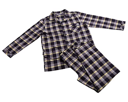 Revise RE-911 Schlafanzug für Herren - Lang - Flannel 100% Baumwolle - Pyjama - Grau/Gelb 1051 – Gr. 4XL von R Revise