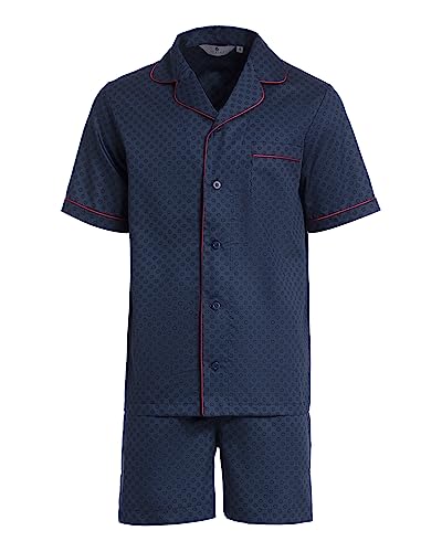 Revise RE-950 Schlafanzug für Herren - Kurz - Kurzer Herrenpyjama - Pyjama – 100% Baumwolle – Dunkelblau C3 – Gr. M von R Revise