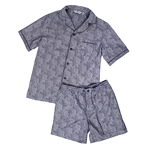 Revise RE-950 Kurzer Herrenpyjama - Schlafanzug für Herren - Pyjama – 100% Baumwolle – Schwarz C2 – Gr. S von R Revise