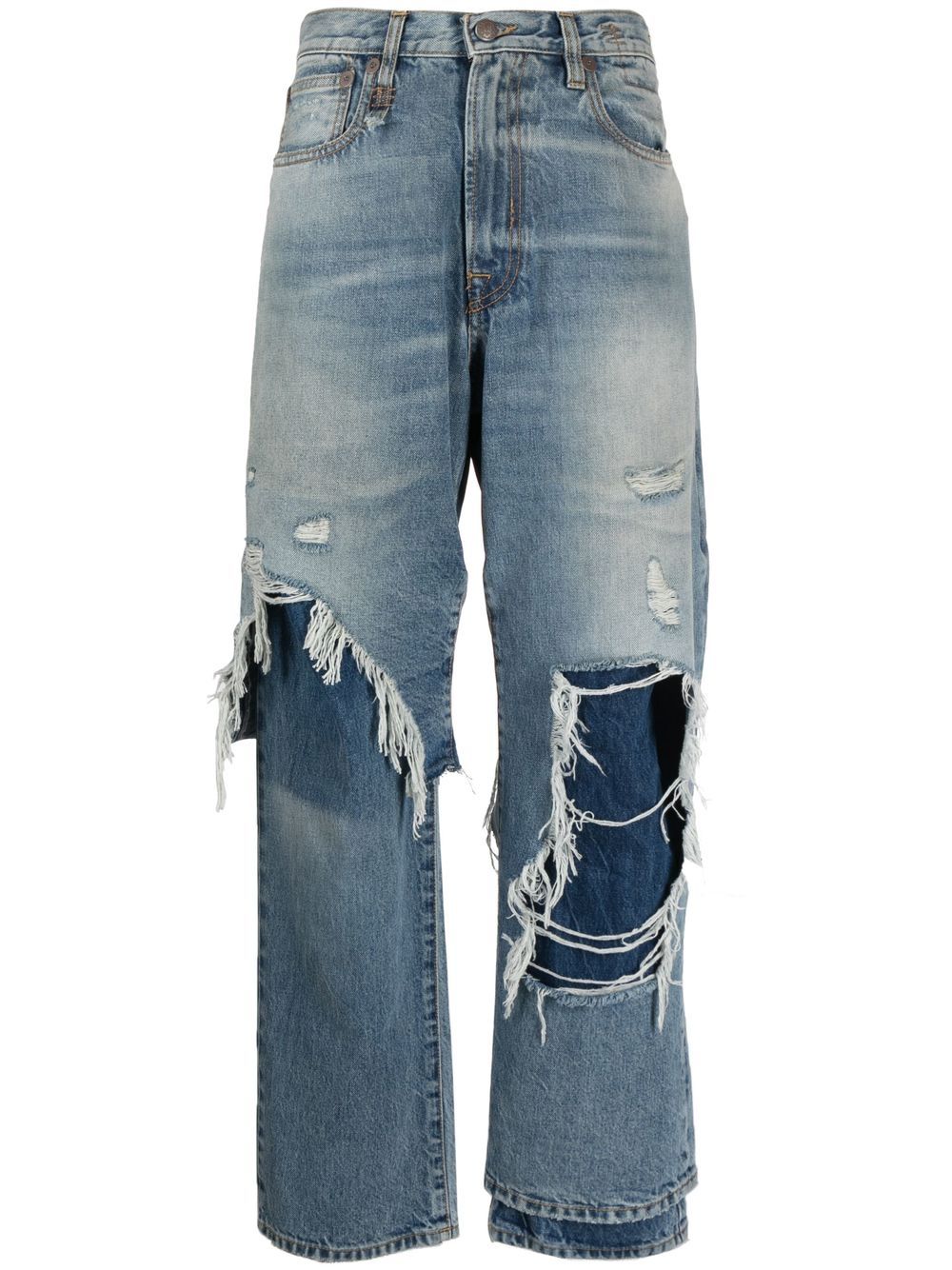 R13 Weite Jeans im Distressed-Look - Blau von R13