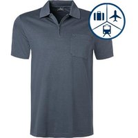 RAGMAN Herren Zip-Polo blau Baumwoll-Piqué von RAGMAN