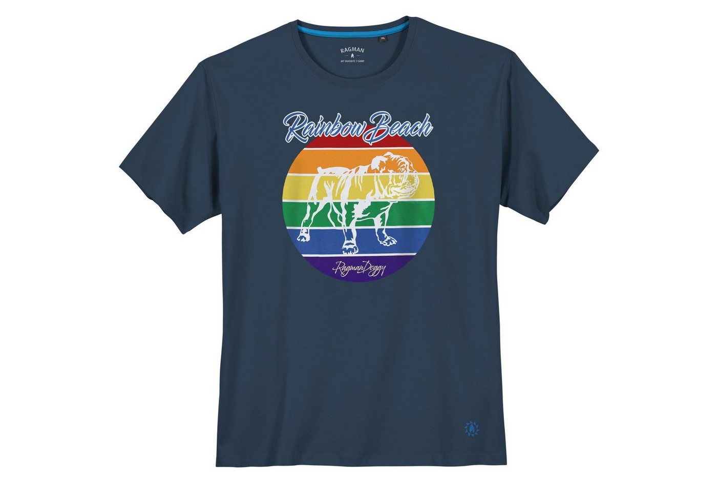 RAGMAN Rundhalsshirt Große Größen Herren T-Shirt nachtblau Print Rainbow Beach Ragman von RAGMAN