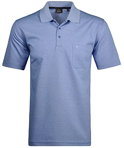 Ragman Herren Softknit-Polo fein gestreift,Blau,XXL von RAGMAN