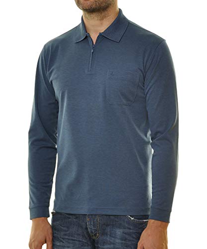 Ragman Herren Softknit-Poloshirt Langarm mit Zip von RAGMAN