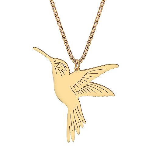 RAIDIN 18K Gold versilbert Edelstahl süße Kolibri Halskette für Damen Mädchen einfache Vögel Anhänger Schmuck Geschenke für Geburtstag Tierliebhaber Charms (Gold-073) von RAIDIN