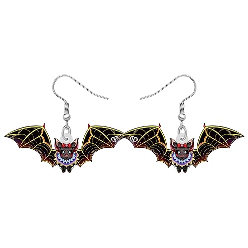 RAIDIN Acryl Halloween bunte Fledermaus Vampir Ohrringe für Damen Mädchen süße baumeln Tropfen Halloween Haken Ohrringe Schmuck Geschenke für die gruselige Jahreszeit Dekoration (Braun) von RAIDIN