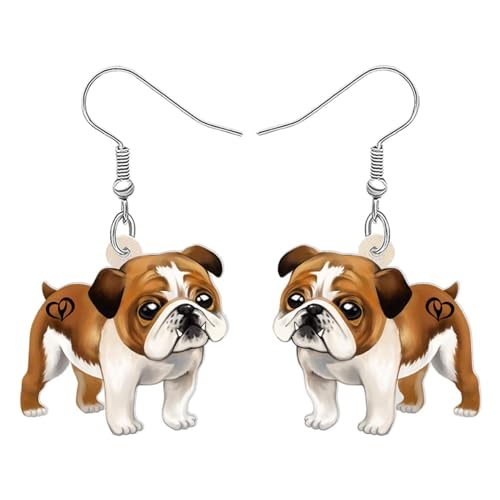 RAIDIN Acryl süße Französische Bulldogge Hund baumeln Tropfen Ohrringe für Damen Mädchen Liebliche Welpen Haustiere Haken Ohrringe Schmuck Geschenke für Hundeliebhaber (Braun) von RAIDIN