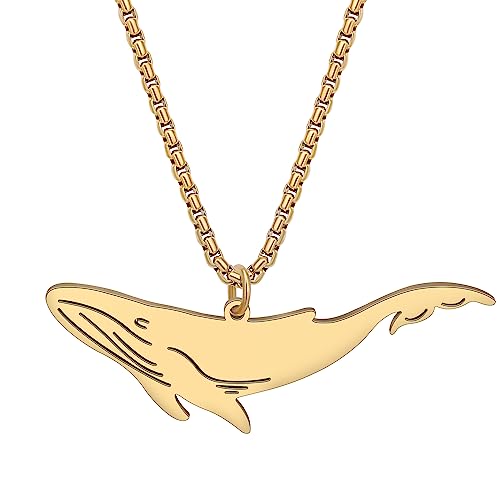 RAIDIN Edelstahl Ozean Tier Wal Halskette für Damen Mädchen 18K Gold plattiert süße Wal-Anhänger Minimalistische Schmuck Geschenke für Mutter Freundin (Gold-075) von RAIDIN