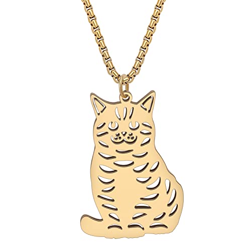 RAIDIN Edelstahl Tier Katze Halskette Anhänger für Damen Mädchen 18K Gold Silber plattiert Süße Kätzchen Halsketten Schmuck Geschenke für Katzenliebhaber Charms (Gold-159 Drache Li) von RAIDIN