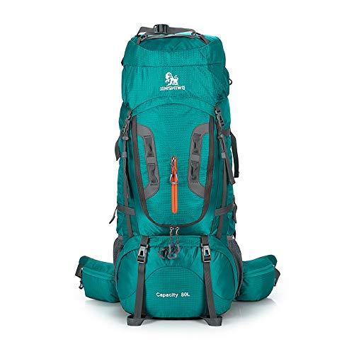 RAIKOU Maity Wanderrucksack 80L MOLLE, Trekkingrucksack,Wasserdicht, Reisetasche (Trageunterstützung aus Aluminiumlegierung), höhenverstellbare Tragesystem atmungsaktive Material-Grün von RAIKOU