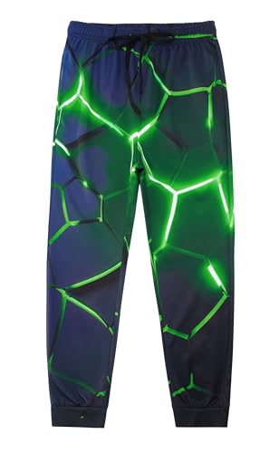 RAISEVERN Jogginghose Grün Jungen Coole 3D Druck Hose Lustige Kinder Hosen Mädchen Splitter Sporthose Jugendliche Party Geschenk Hip Hop Bekleidung, 10-11 Jahre, 150 von RAISEVERN