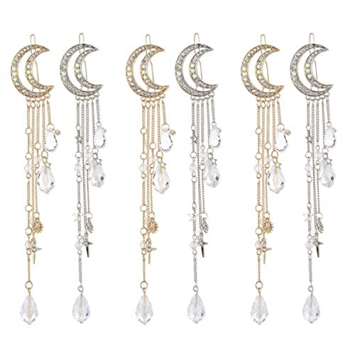 2 stücke Haare for Sterne Frauen Zubehör Kreative Pferdeschwanz und Clips Mode Mond Schmuck Stern Haltergoldene Legierung Golden + silber Strass Pins Haarspangen Pin Seite Hohl Damen Haarnadel ( Color von RAZZUM