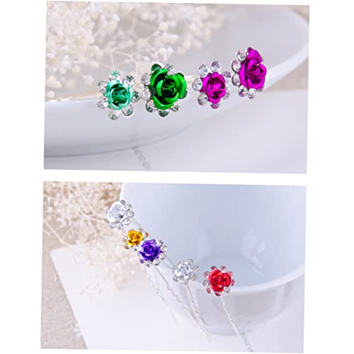 20 Stück Bobby Haarnadeln Schmuck Blume und Rot Hochzeit Frauen mit Strass Mädchen U-Form Strass Zubehör – Clips für Party Haar Rosa Brautkopf for For For von RAZZUM