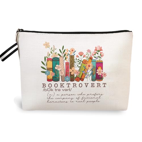 RBAFAO Booktrovert Kosmetiktasche für Buchliebhaber, lustige Wildblumen, Buchlesen, Make-up-Tasche, Bücherwurm, Geschenk, Reise-Kosmetiktasche für Frauen und Mädchen, Geburtstag, Abschlussgeschenk, von RBAFAO