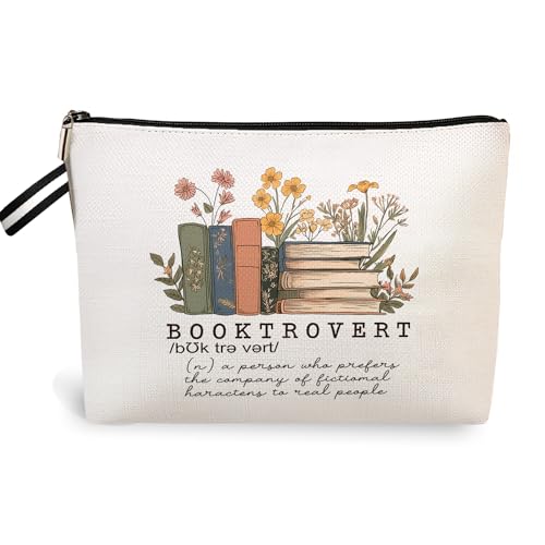 RBAFAO Booktrovert Kosmetiktasche für Buchliebhaber, lustige Wildblumen, Buchlesen, Make-up-Tasche, Bücherwurm, Geschenk, Reise-Kosmetiktasche für Frauen und Mädchen, Geburtstag, Abschlussgeschenk, von RBAFAO