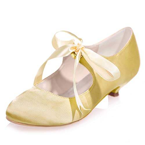 RBQIZVW Satin-Hochzeitspumps mit geschlossenem Spitz für Damen – Kitten Heel, runde Spitze mit Knöchelriemen | Ideal für Abschlussbälle und Abendkleider RBQIZVW Satin-Hochzeitspumps mit geschlossenem Spitz für Damen – Kitten Heel, runde Spitze mit Knöchelriemen | Ideal für Abschlussbälle und Abendkleider von RBQIZVW