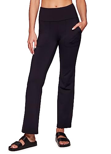 RBX Active Damen-Yogahose, volle Länge, Bauchkontrolle, Workout, Bootcut, Cloud Loft Schwarz, S von RBX