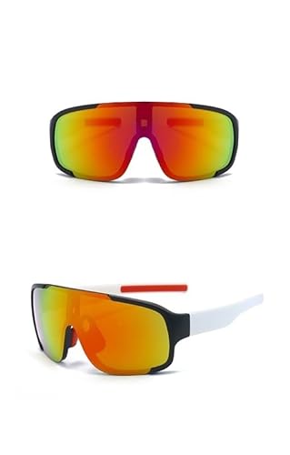 RC-BKKXXEAV Fahrradbrille, Sportsonnenbrille, UV-Schutz Damen, Herren, Laufen, Mountainbiken, Radfahren, Golf(Color:Black White Frame red film) von RC-BKKXXEAV