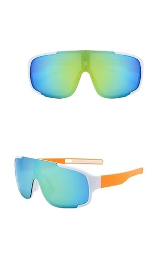 RC-BKKXXEAV Fahrradbrille, Sportsonnenbrille, UV-Schutz Damen, Herren, Laufen, Mountainbiken, Radfahren, Golf(Color:Orange White Frame green film) von RC-BKKXXEAV