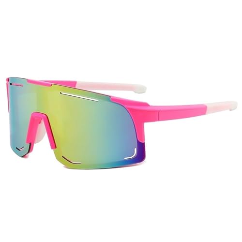 RC-BKKXXEAV Fahrradbrille, Sportsonnenbrille, UV-Schutz Damen, Herren, Laufen, Mountainbiken, Radfahren, Golf(Color:Pink Frame Colourful film) von RC-BKKXXEAV