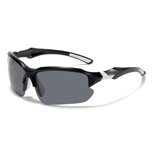 RC-BKKXXEAV Fahrradbrille, Sportsonnenbrille, UV-Schutz Damen, Herren, Laufen, Mountainbiken, Radfahren, Golf(Color:Polarised Black White Frame) von RC-BKKXXEAV