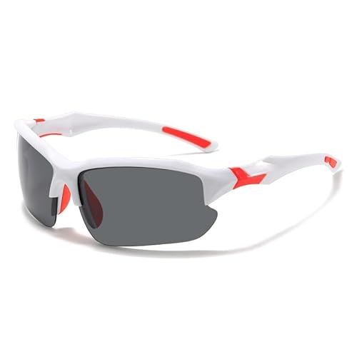 RC-BKKXXEAV Fahrradbrille, Sportsonnenbrille, UV-Schutz Damen, Herren, Laufen, Mountainbiken, Radfahren, Golf(Color:Polarised White red Frame) von RC-BKKXXEAV