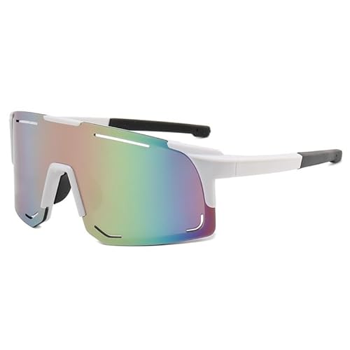 RC-BKKXXEAV Fahrradbrille, Sportsonnenbrille, UV-Schutz Damen, Herren, Laufen, Mountainbiken, Radfahren, Golf(Color:White Black Frame Colourful film) von RC-BKKXXEAV