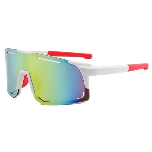 RC-BKKXXEAV Fahrradbrille, Sportsonnenbrille, UV-Schutz Damen, Herren, Laufen, Mountainbiken, Radfahren, Golf(Color:White Frame Colourful film) von RC-BKKXXEAV