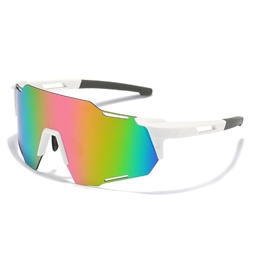 RC-BKKXXEAV Fahrradbrille, Sportsonnenbrille, UV-Schutz Damen, Herren, Laufen, Mountainbiken, Radfahren, Golf(Color:White frame Purple Mercury Lens) von RC-BKKXXEAV