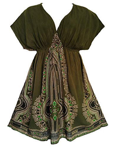 RED DOT BOUTIQUE 119 – Übergröße Dashiki bedrucktes Babydoll-Kleid zum Vertuschen des Urlaubs - mehrfarbig - 2X von RED DOT BOUTIQUE