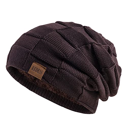 REDESS Beanie Mütze für Herren und Damen Winter Warme Mützen Stricken Slouchy Thick Skull Cap von REDESS