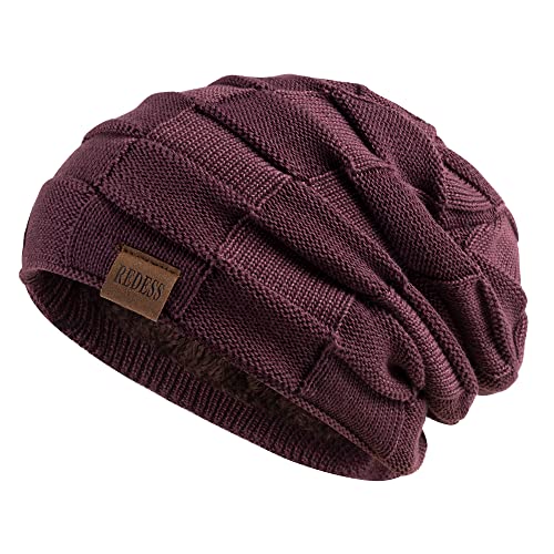 REDESS Beanie Mütze für Herren und Damen Winter Warme Mützen Stricken Slouchy Thick Skull Cap von REDESS