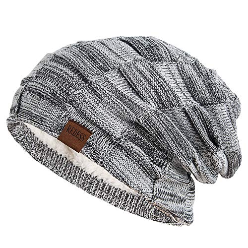 REDESS Beanie Mütze für Herren und Damen Winter Warme Mützen Stricken Slouchy Thick Skull Cap von REDESS