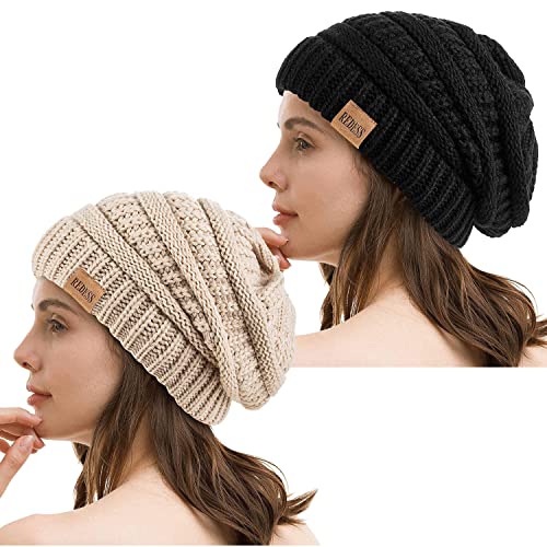 REDESS Beanie im groben Zopfstrick für sie und ihn, warme, weiche Wintermütze, übergroß, Einheitsgr��e von REDESS